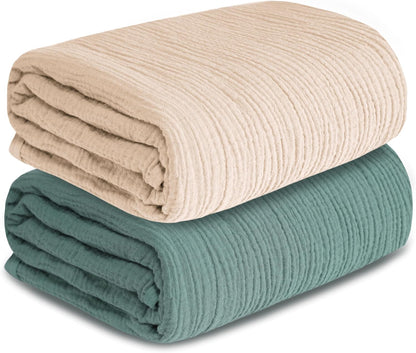 Muslin Swaddle Blankets for Newborn, 2 Pack Breathable Soft Receiving Blanket, Large 41 x 41 inches