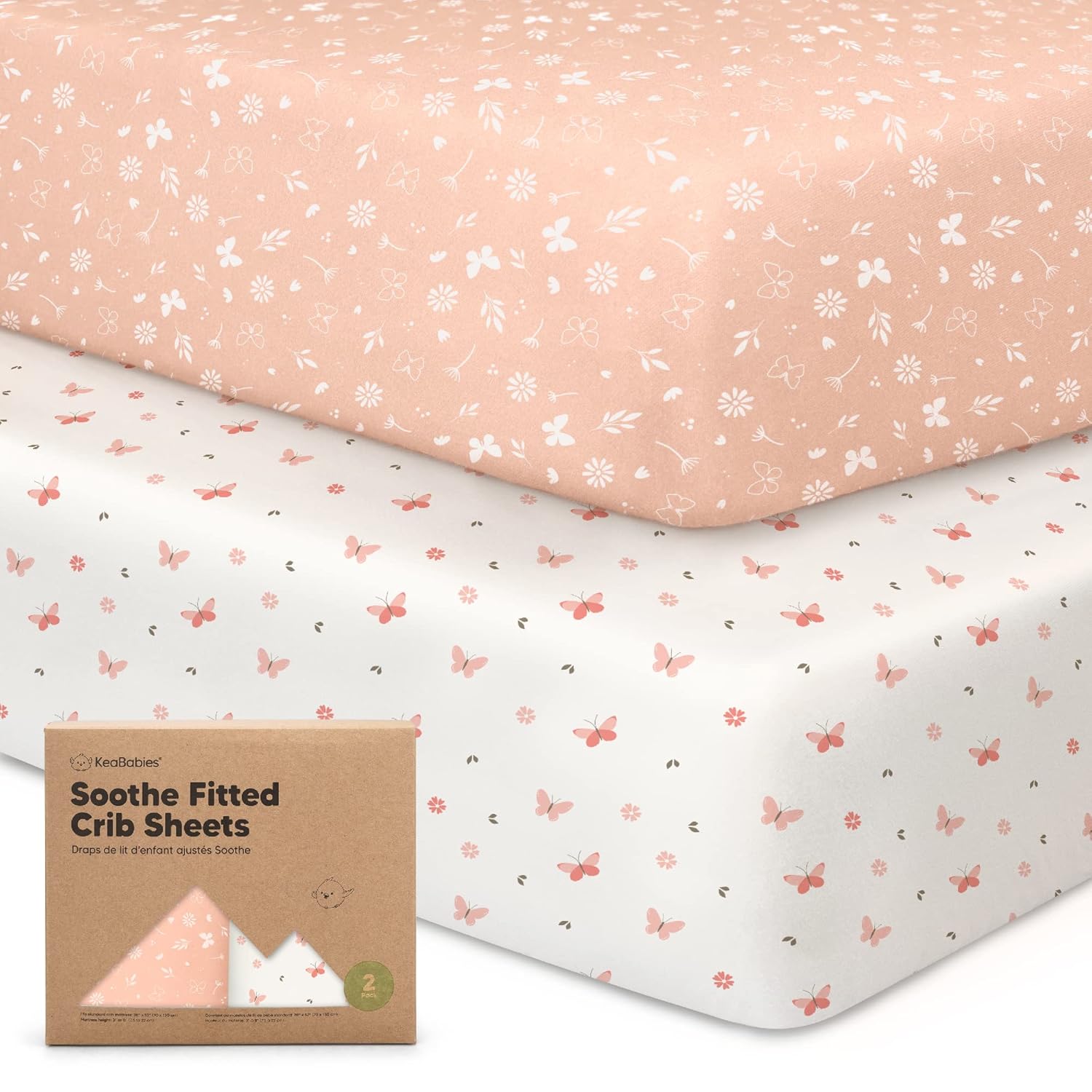 KeaBabies 2-Pack Organic Crib Sheets for Boys, Girls - 52x28 Fitted Crib Mattress Sheet Neutral