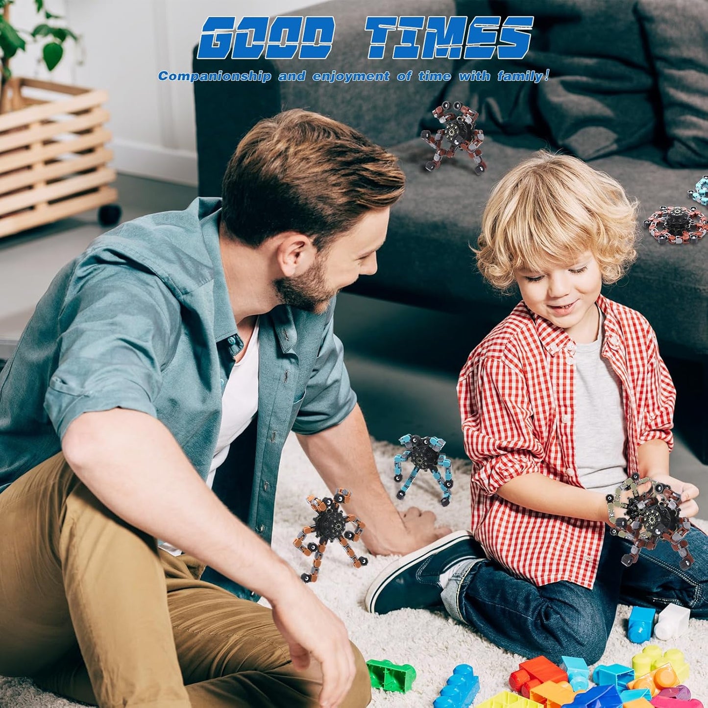 120 Pcs Transformable Fidget Spinners Bulk Robot Sensory Fidget Toys Stress Relief Spinner DIY Deformation Mechanical Gyro Toys Easter Party Favors for ADHD Autism Kids Adults