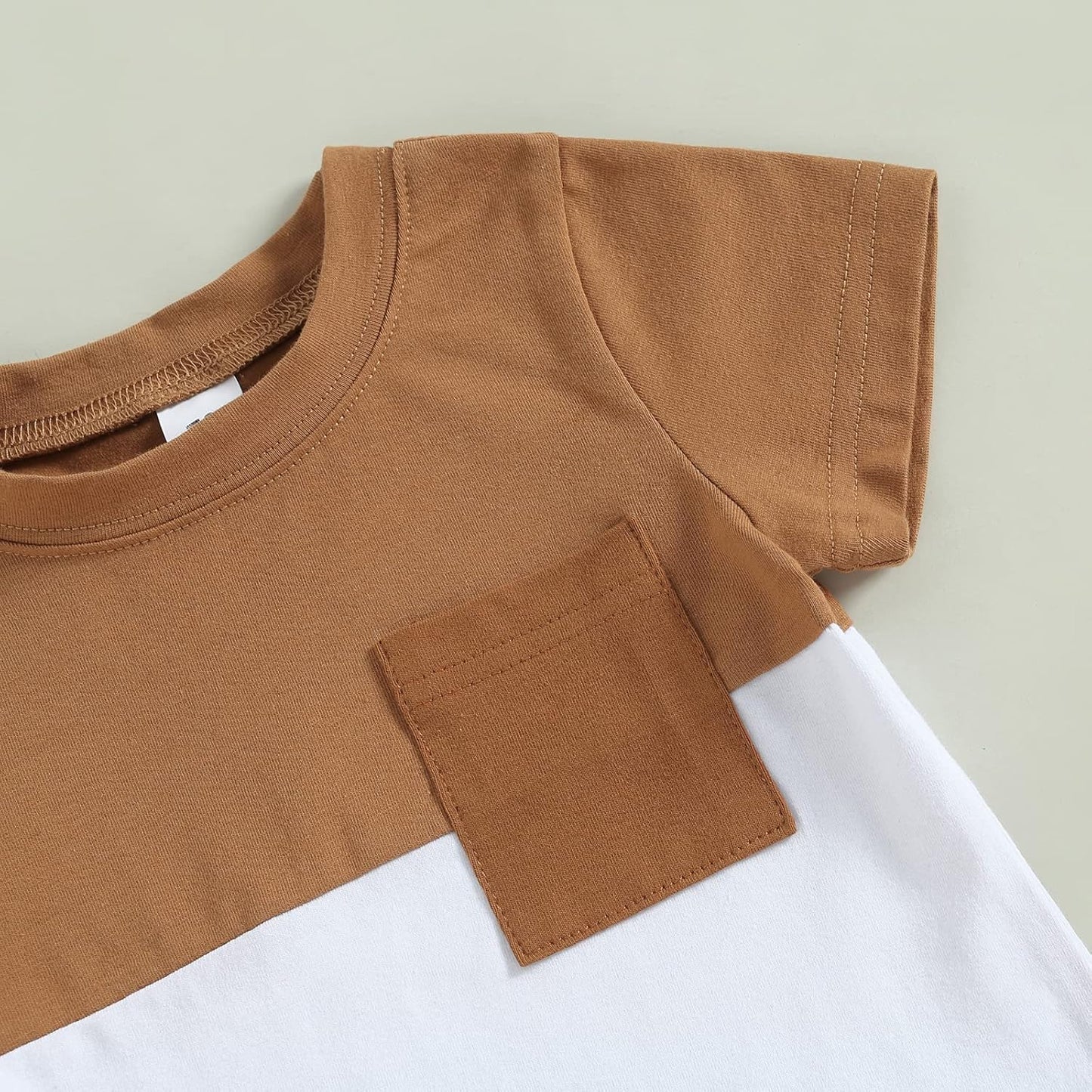 fhutpw Baby Toddler Boy Clothes Summer Outfits 6 12 18 24 Months Patchwork Short Sleeve T Shirt & Shorts Sets with Pockets