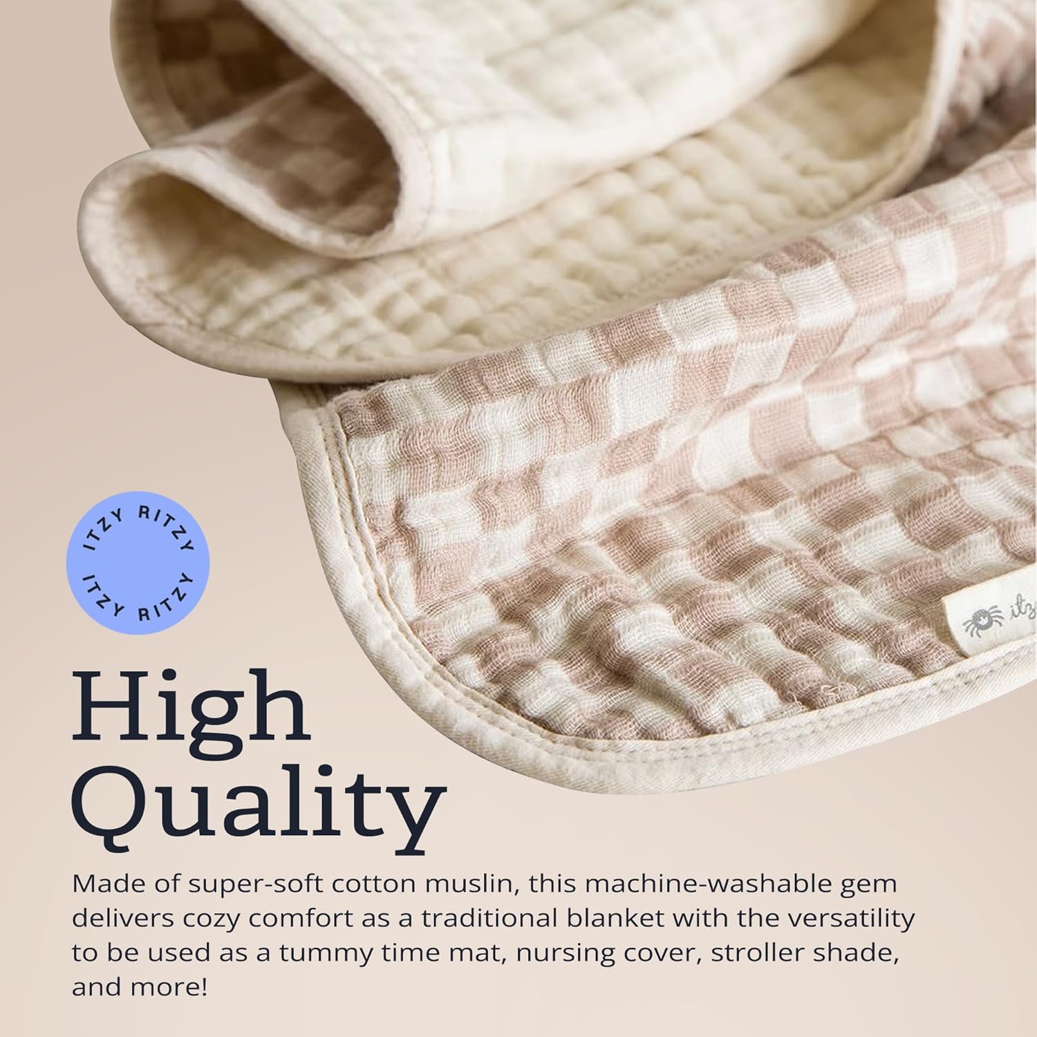 Itzy Ritzy Baby Blanket – Soft Cotton Muslin Multi-Use Blanket - Can Be Used as a Tummy Time Mat