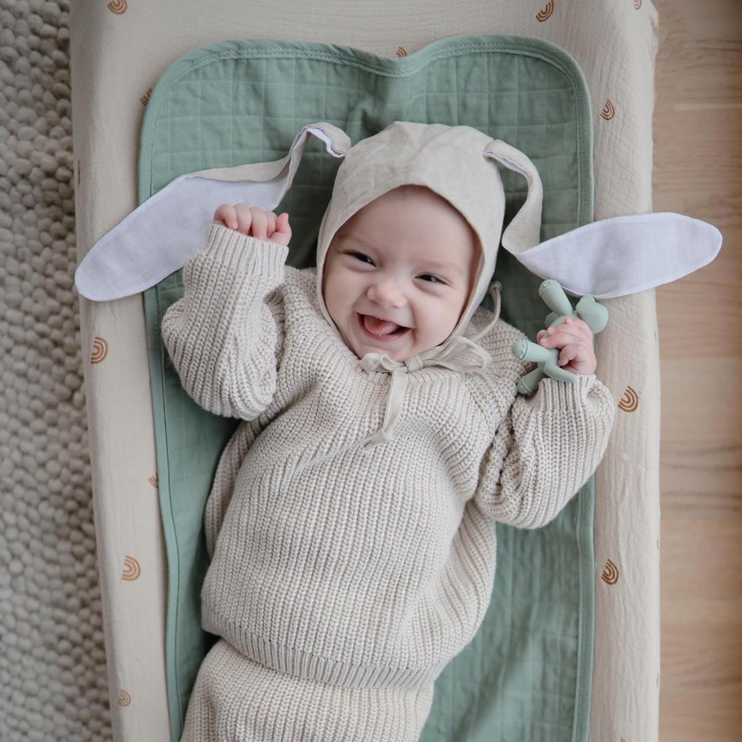 mushie Waterproof Changing Pad Liners | 100% Organic Cotton | Set of 3 (Blush Combo)