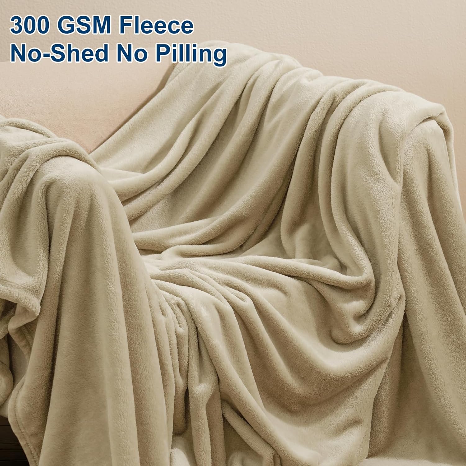 PHF Ultra Soft Fleece Blanket Twin Size, No Shed No Pilling Luxury Plush Cozy 300GSM Lightweight