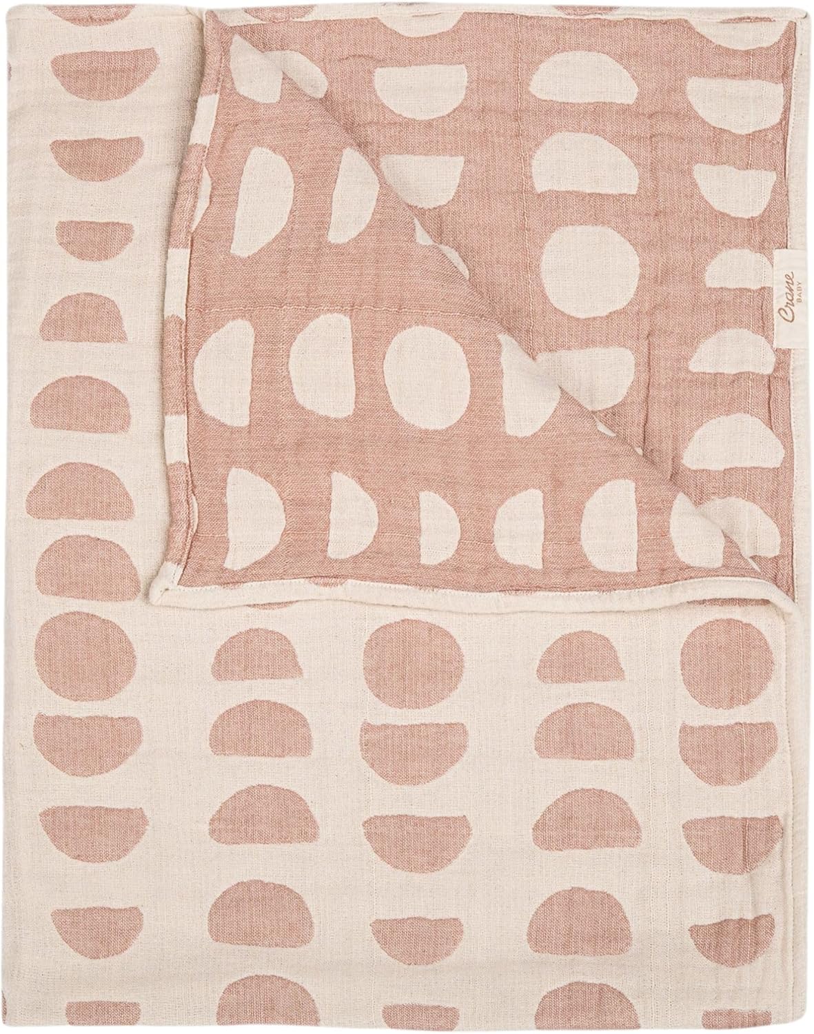 Crane Baby Moon Phase Cotton Baby Blanket 30” x 40”, Soft Cotton Muslin Nursery and Stroller