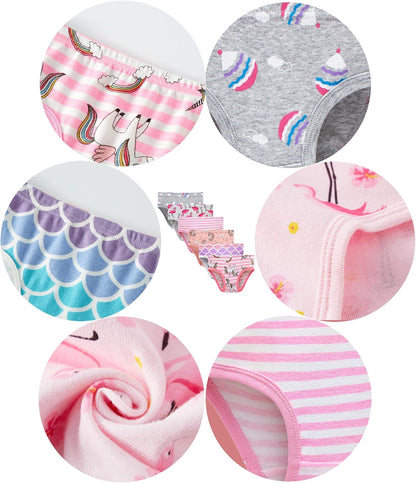 Cadidi Dinos Little Girls' Soft Cotton Underwear Kids Cool Breathable Comfort Panty Briefs Toddler Undies(Pack of 6)