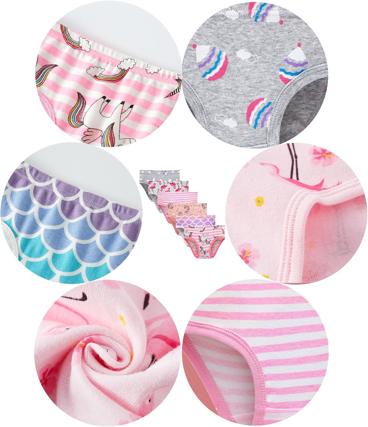 Cadidi Dinos Little Girls' Soft Cotton Underwear Kids Cool Breathable Comfort Panty Briefs Toddler Undies(Pack of 6)