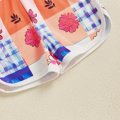 WZTYYDS Toddler Baby Girl Summer Clothes Floral Romper Tie-Up Strap Halter Jumpsuit Infant Summer Sling Playsuit 6M-3T