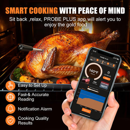 INSMART Wireless Smart Meat Thermometer,330FT Bluetooth Range,100% Waterproof,Precision Cooking