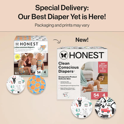 The Honest Company Clean Conscious Diapers for Delicate Skin | Up to 100% Leakproof |