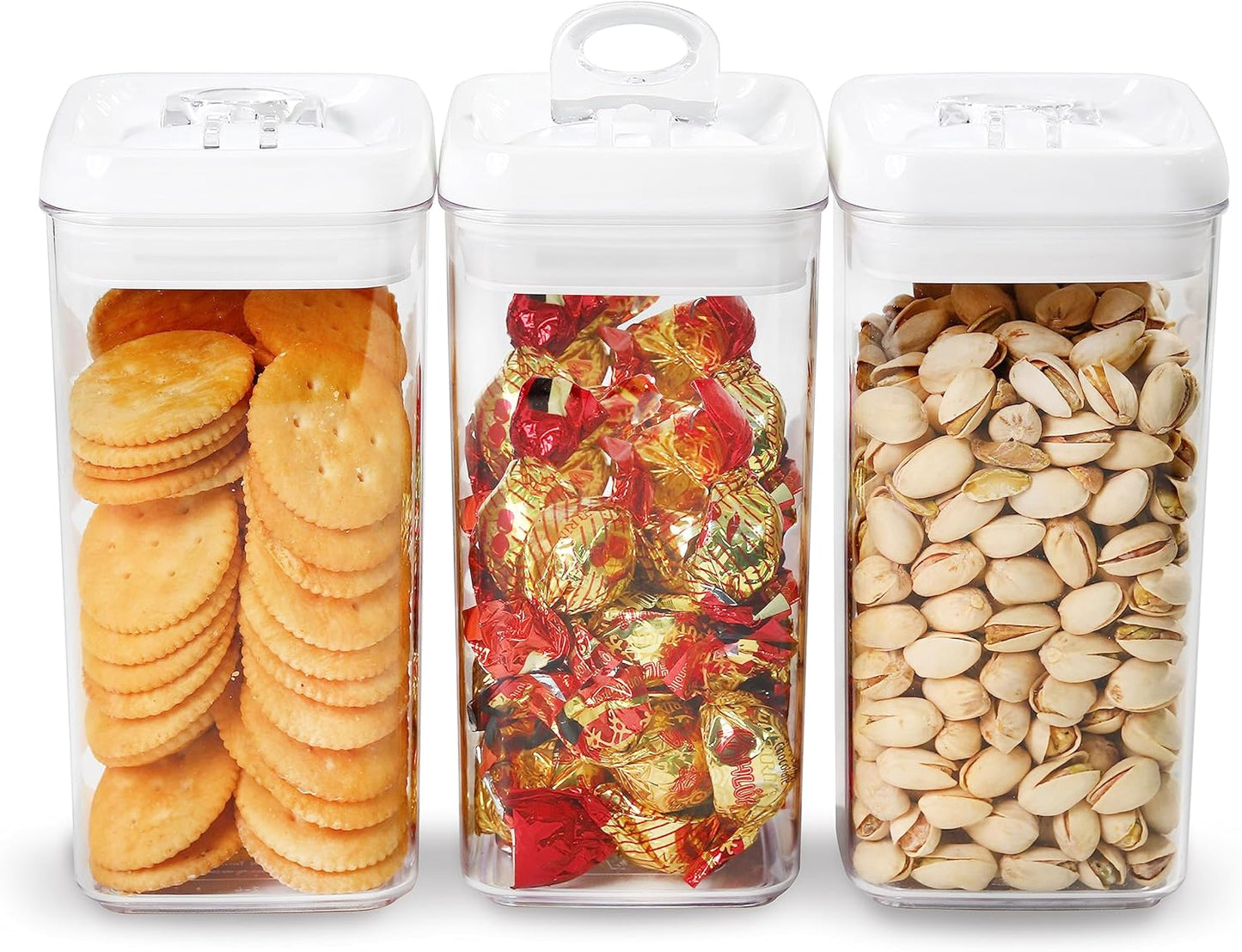 Felli Flip Tite Food Storage Container with Lid Airtight 4" Ring Seal Flip Top, Stackable Acrylic