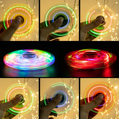 FIGROL 2 Pack Fidget Spinners｜LED Light Up Crystal Fidget Spinners for Children｜Glow in The dark Goodie Bag Stuffers Classroom Prizes Return Gifts