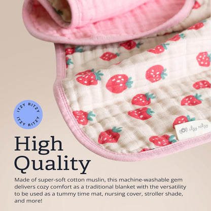 Itzy Ritzy Baby Blanket – Soft Cotton Muslin Multi-Use Blanket - Can Be Used as a Tummy Time Mat
