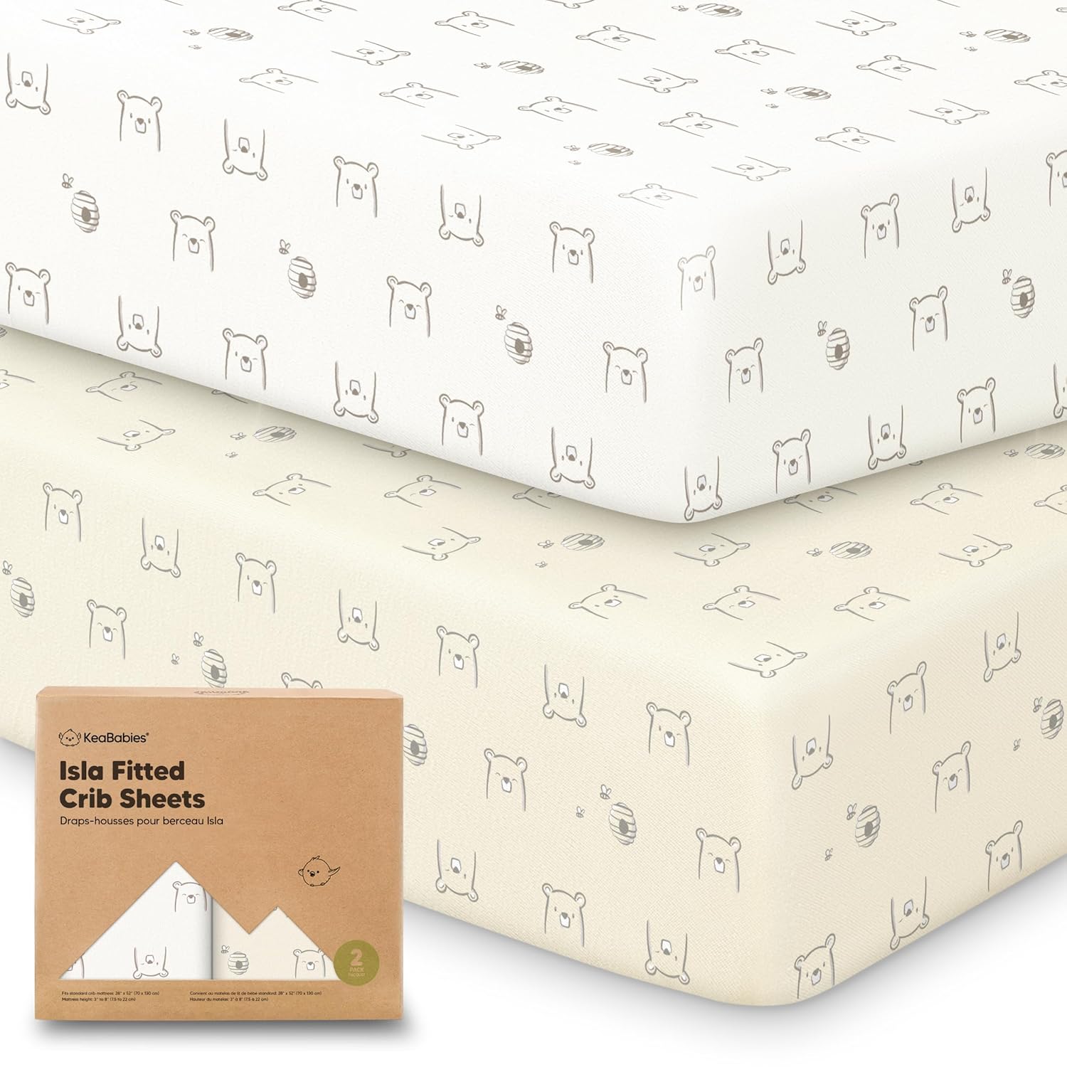 KeaBabies 2-Pack Baby Crib Sheets for Boys, Girls - 52x28 Viscose Derived from Bamboo Toddler Bed
