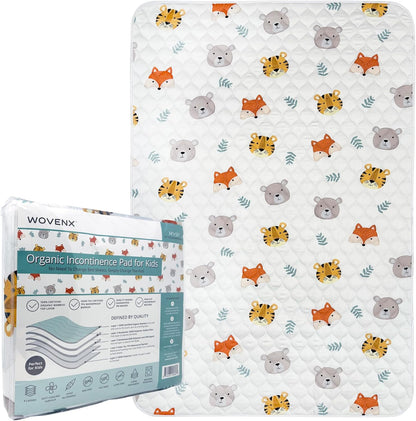 Organic Incontinence Pads for Kids & Toddlers - 5 Layer Waterproof Protectors for Overnight Bed