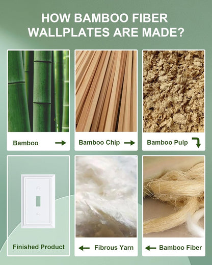 6-Pack Single Toggle Light Switch Cover Plate, Durable Natural Bamboo Fiber Decorative Switch Plate