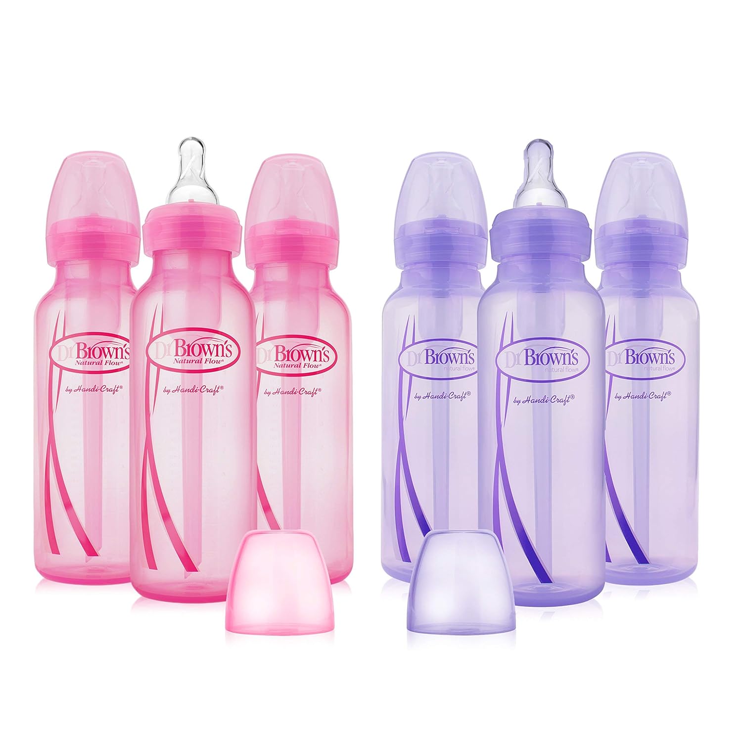 Dr. Brown's Girls' Bottles - 3 (8 oz.) Lavender, 3 (8 oz.) Pink (6 Pack)