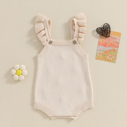 BULINGNA Newborn Infant Baby Girl Summer Romper Sleeveless Floral Knitted Bodysuit One Piece Jumpsuit Baby Girl Overalls