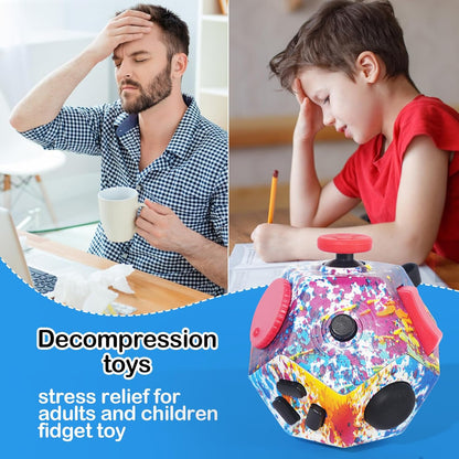 Mini Fidget Toys, Colorful Idea Fidget Dodecagon Toys for Adults and Children Help Relief Stress,Anxiety,ADHD,Autism,Promotes Focus and Relaxing (Colorful Fireworks Patterns)