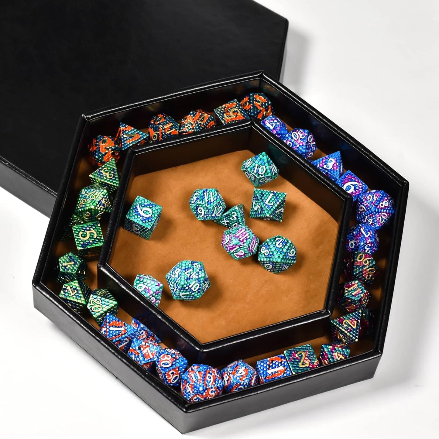 DND Dice Tray - 2 in 1 Dice Storage Rolling Tray - D&D Dice Holder Compatible with Any dice Game, Dungeons and Dragons, MTG, Dice Arena (Brown)