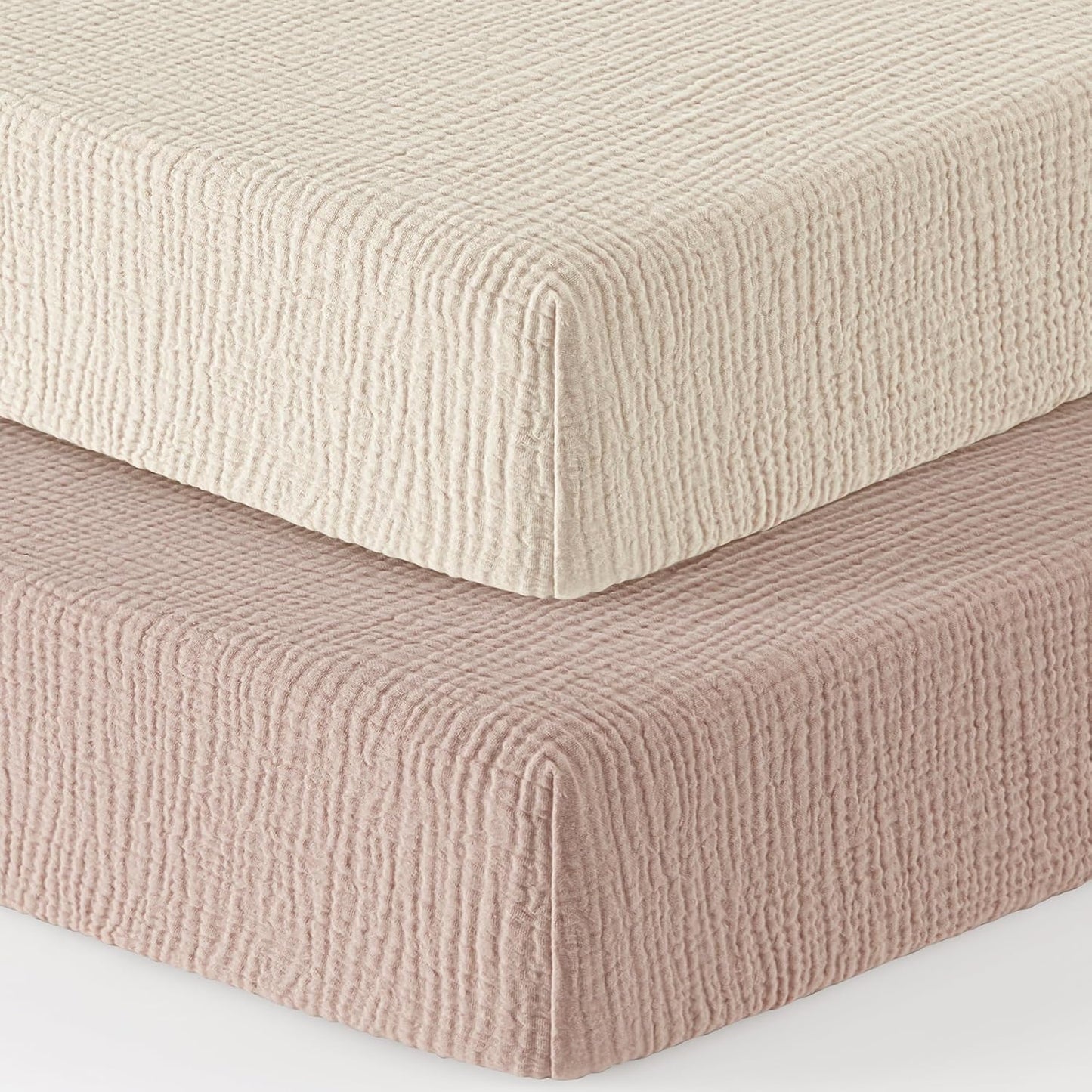 Bearmoss Muslin Mini Crib Sheets for Pack N Play Mattress - 100% Cotton - 38"x24" Soft Breathable