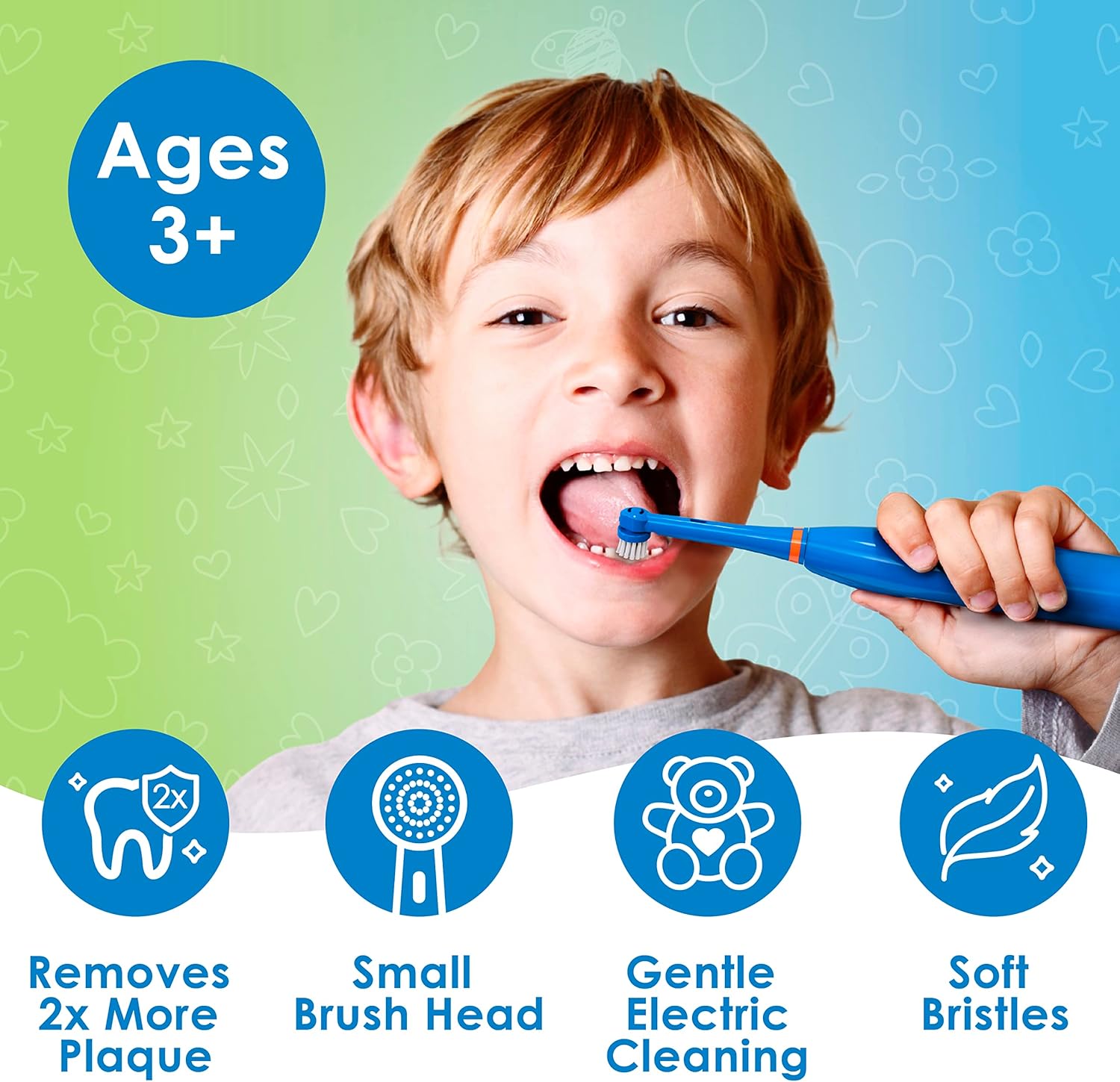 Brusheez Kids’ Electric Toothbrush Set - Safe & Effective for Ages 3+ - Parent Tested & Approved