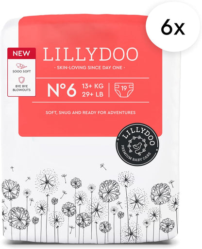 Baby Diapers - Size 6 (29+ lbs), Monthly Supply (114 Count), Leak Protection, Skin-Friendly, Ultrasoft, Perfume- & Chlorine-Free, Hypoallergenic, Dermatologist Tested, Oeko-TEX®