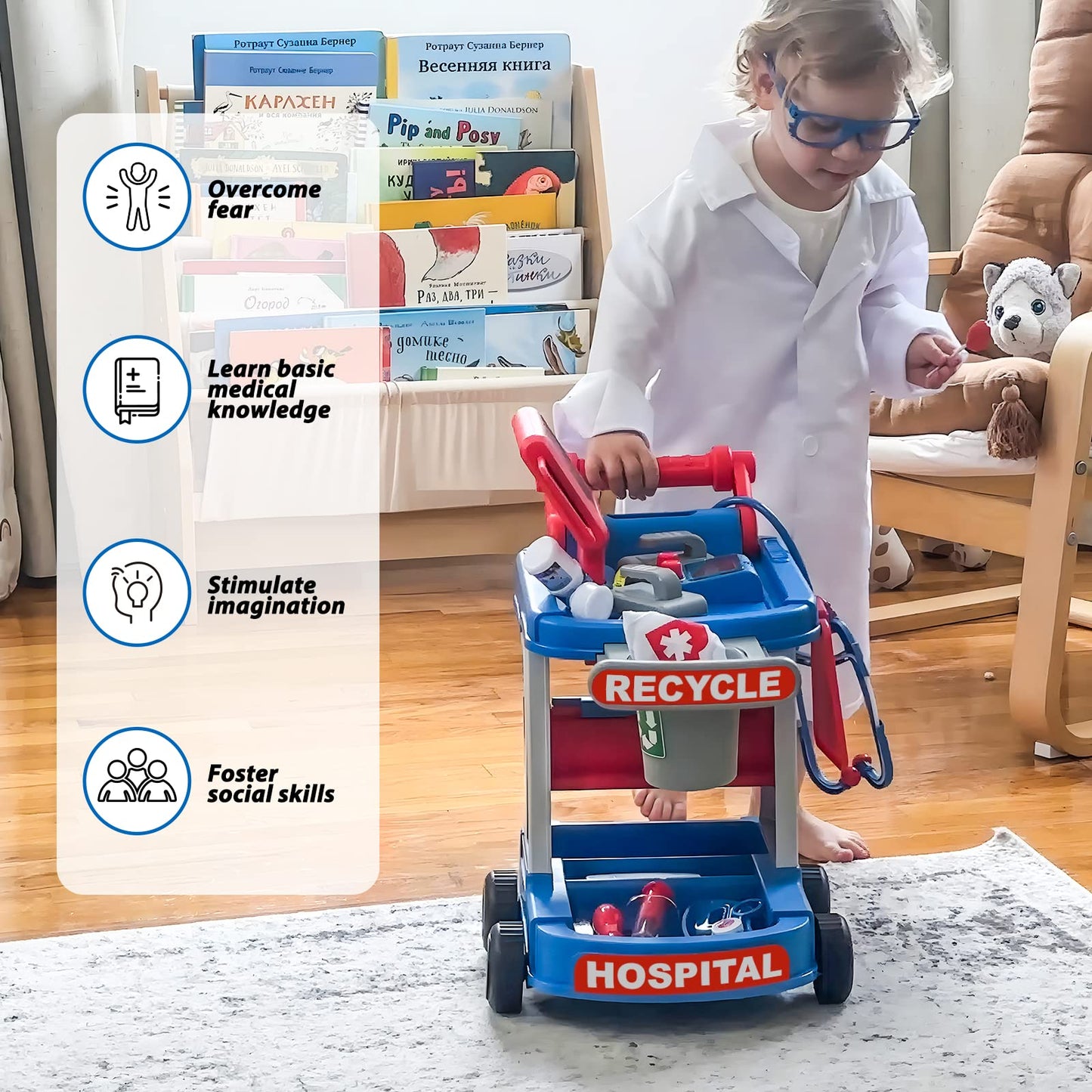 Liberry Toddlers Doctor Kit Toy for Girls Boys Ages 2 3 4 5, Blue