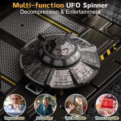 Cool UFO Fidget Spinner Glow in The Dark, Handheld Metal Fingertip Toy, Luminous Desk Fidgit for Kids Adults, Anti Anxiety Stress Relief Fidgeting Alien Gifts for Office