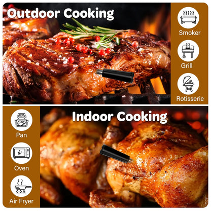 Real-Time Alerts Wireless Meat Thermometer - Smart Bluetooth Meat Probe for Grill, BBQ, Oven