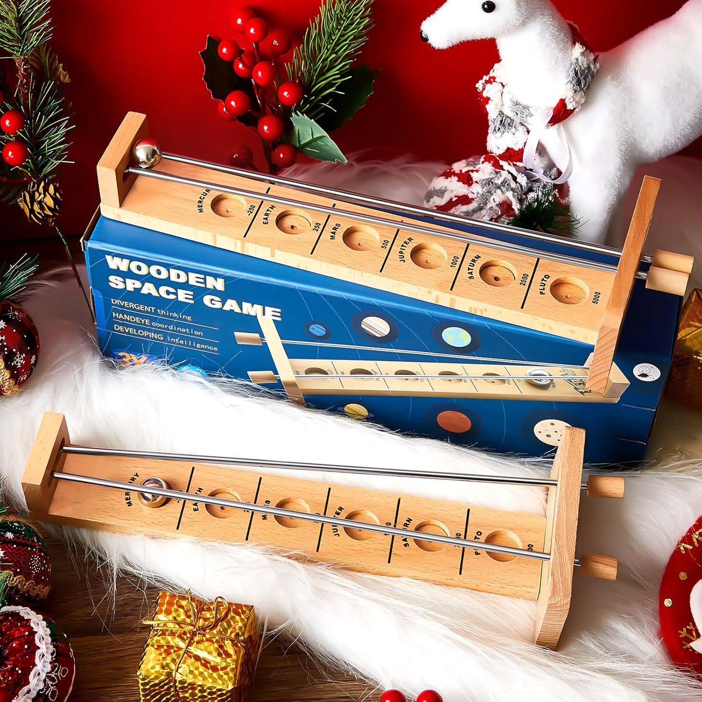 Deekin 2 Set Wooden Tabletop Games Classic Desktop Games Steel Ball Desktop Games Intelligent Exercise Ball Retro Toys for Teens Adults