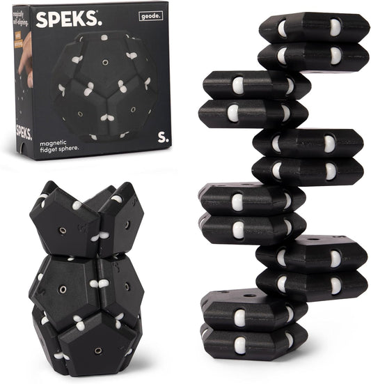 Speks Geode Matte Pentagons Magnetic Fidget Toy for Adults | Quiet Sensory Toy for Stress Relief & Anxiety, Office Desk Toy & Top Gadget Gift Idea | Snake Eyes, 12-Piece Set