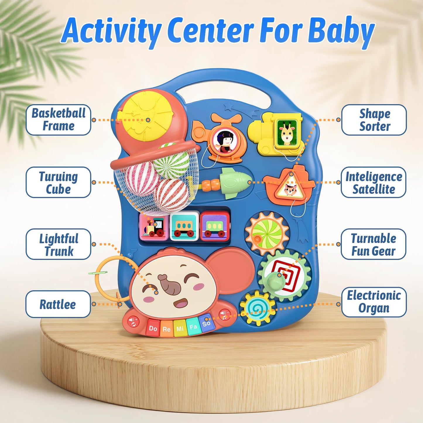 QDRAGON 3 in 1 Baby Walker and Activity Center for Boy 12-18 Months, Blue