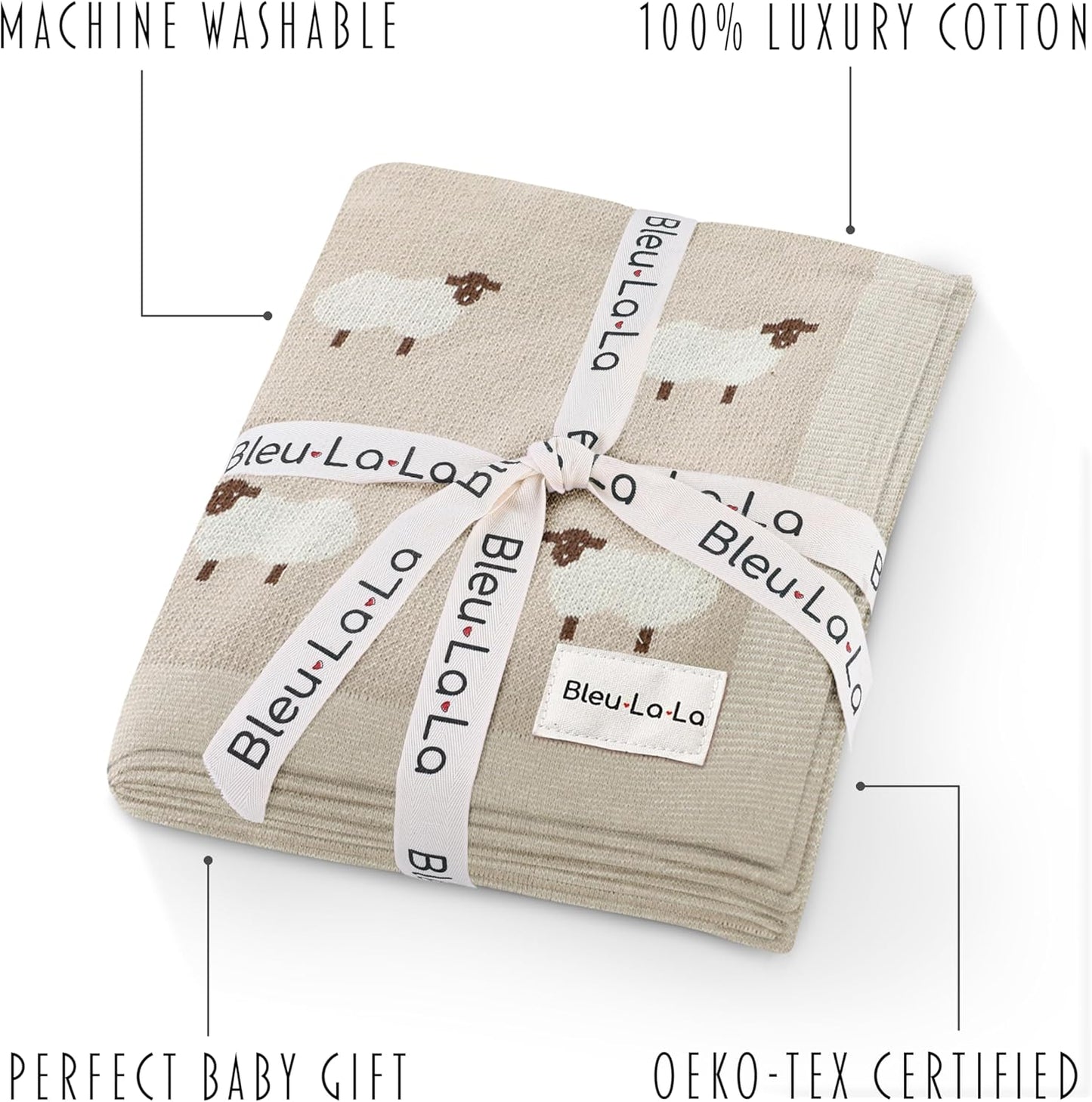 Baby Swaddle Blanket - 100% Luxury Cotton Knit Soft Cozy Lightweight Unisex Receiving Crib Stroller
