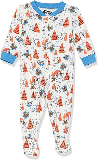 Amazon Essentials Disney | Marvel | Star Wars Unisex Babies' and Toddlers' Snug-Fit Cotton Footed Pajamas, Multipacks