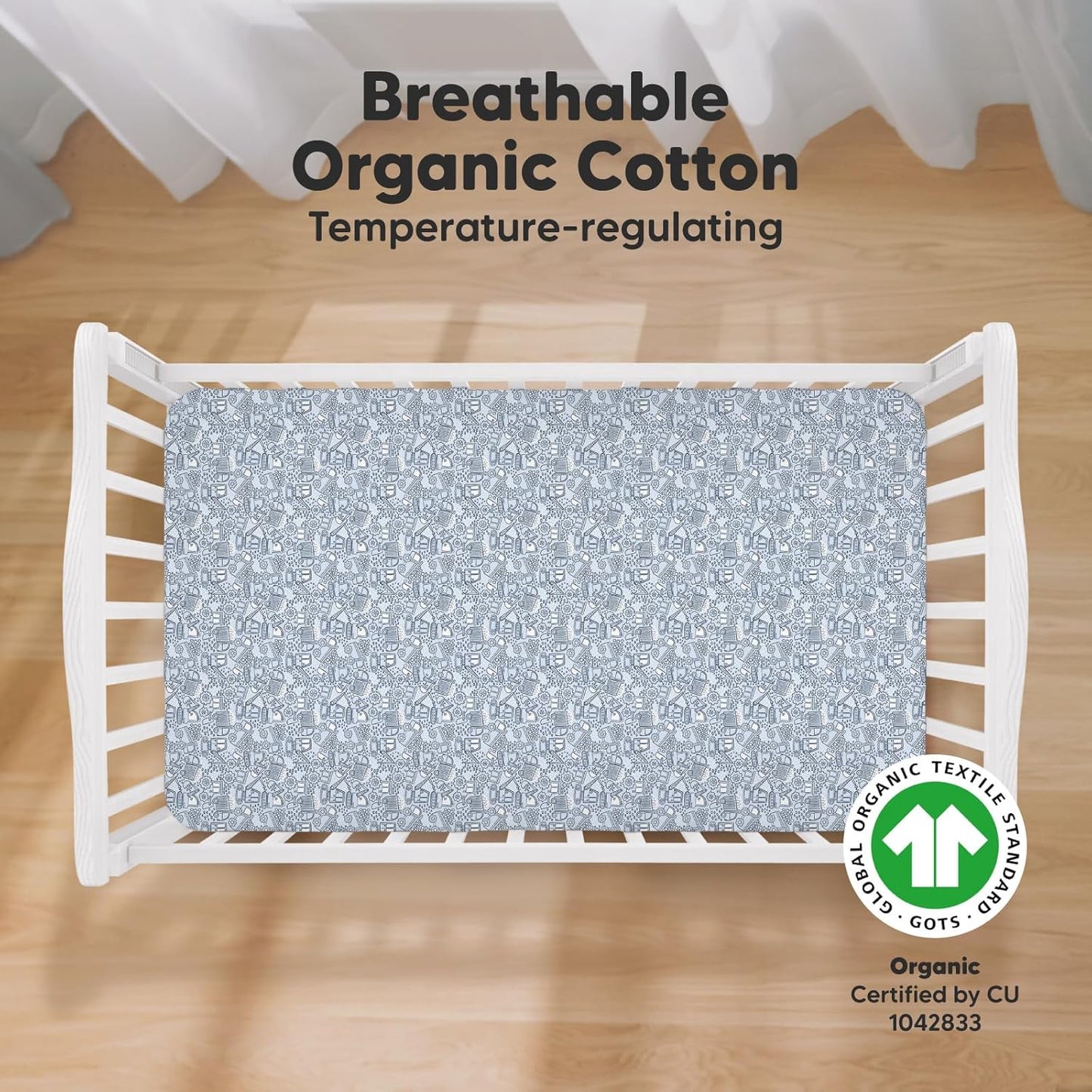 KeaBabies 2-Pack Organic Crib Sheets for Boys, Girls - 52x28 Fitted Crib Mattress Sheet Neutral