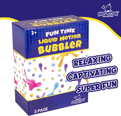 Liquid Motion Bubbler for Kids and Adults - Hourglass Liquid Bubbler/Timer for Sensory Play Toys, Fidget Toy and Stress Management (3 Pack)