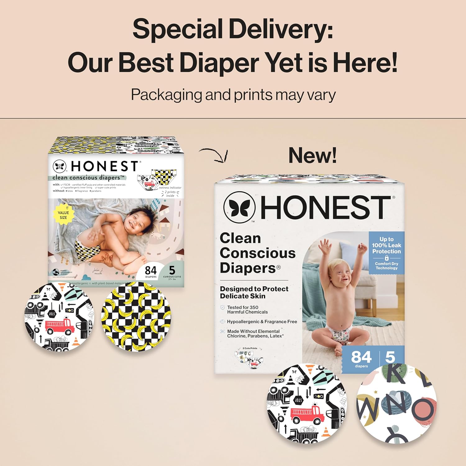 The Honest Company Clean Conscious Diapers for Delicate Skin | Up to 100% Leakproof |