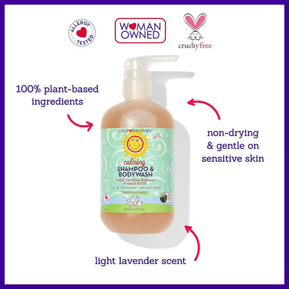 California Baby Calming Baby Shampoo + Baby Wash | 100% Plant-Based | Lavender Body Wash For