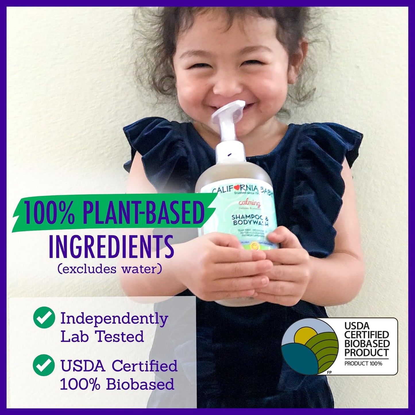 California Baby Calming Baby Shampoo + Baby Wash | 100% Plant-Based | Lavender Body Wash For