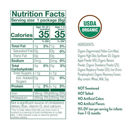 Little Bellies Organic Softcorn Variety Pack, Apple & Berry and Banana (Pack of 18 x 0.28 oz
