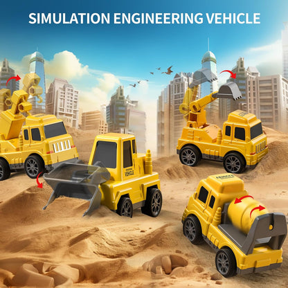 TEMI Construction Truck Boy Toys for 3-5 Year Old Toddlers - Toys for 3 4 5 6 7 Years Old Engineering Transport Vehicle Carrier Truck, Kids Excavator Crane Gifts Toys for Boys and Girls Aged 4-6