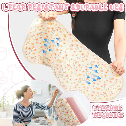 3 Pcs Changing Pad Liners Fits in Peanut Shape Changing Pad Waterproof Diaper Mats Organic Cotton Peanut Mats are Warm on a Baby's Back, Washable Reusable(Beautiful Style,Pink)