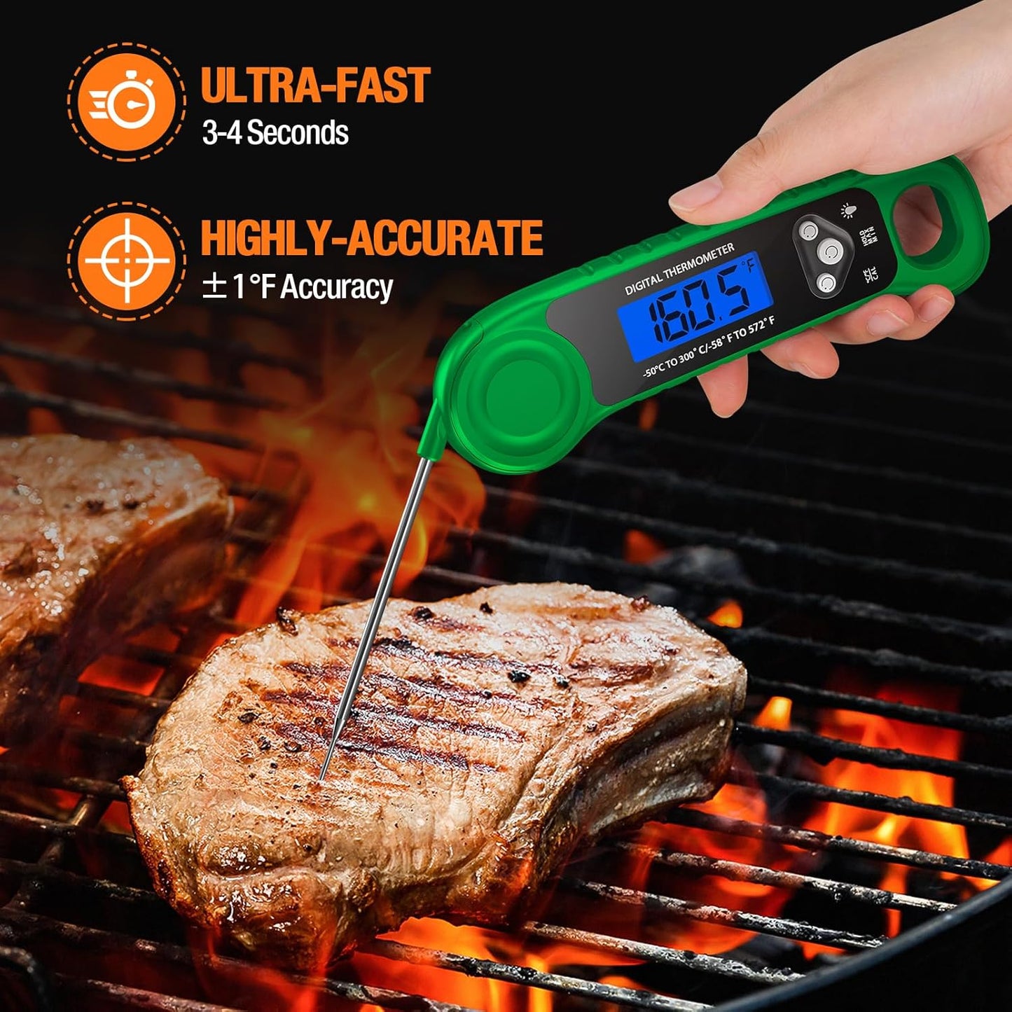 Digital Meat Thermometer for Grilling, Candy Thermometer Instant Read Food Thermometer Waterproof