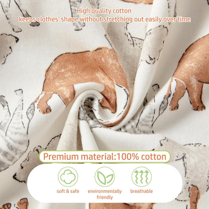 Baby Boys Girls Cotton Footies Multi Pack Long Sleeve Baby Footed One-Piece Jumpsuit Multi Pack