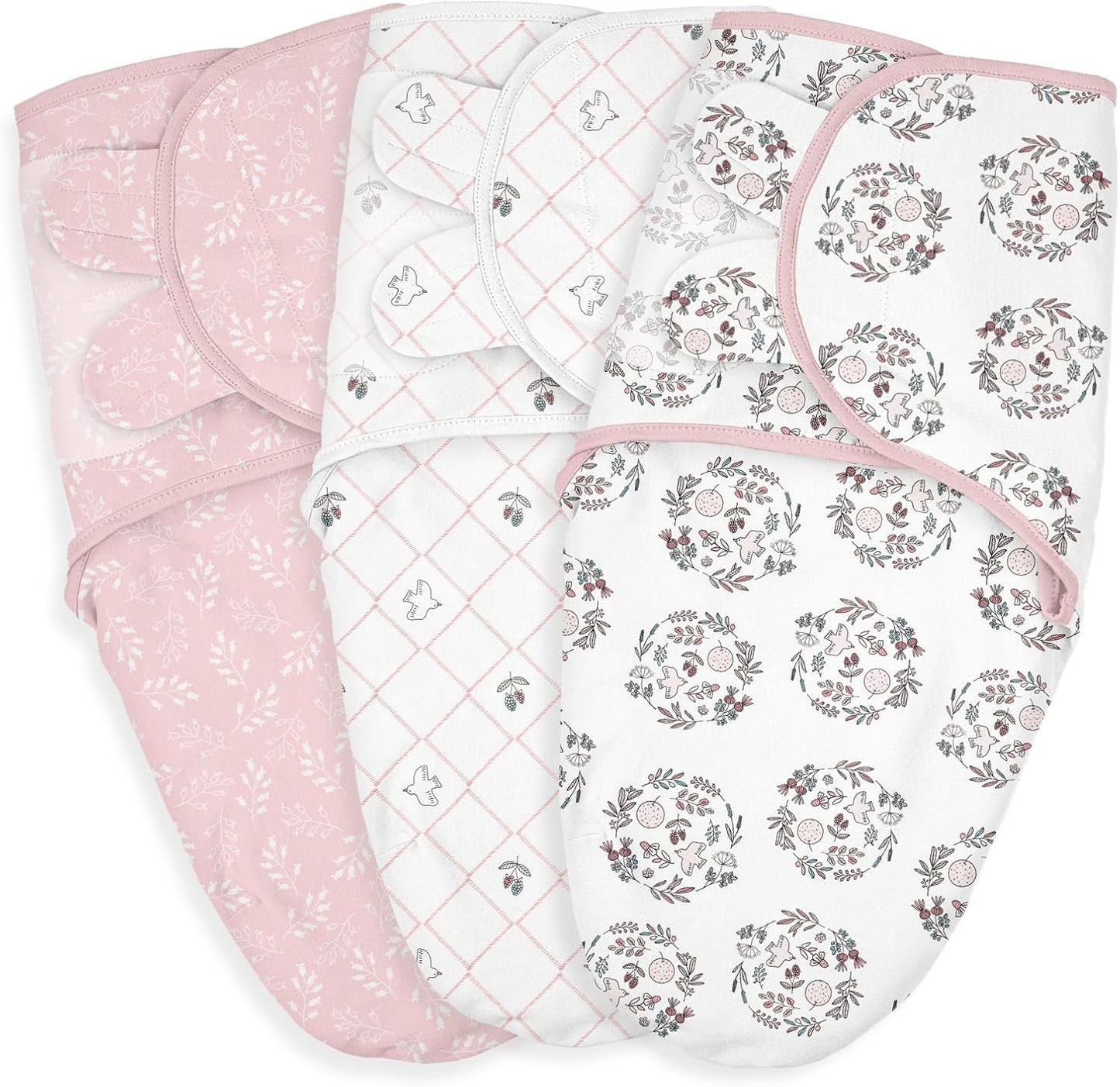 Baby Swaddle Sacks, 3-Pack Newborn Organic Cotton Swaddle Wrap, Adjustable Swaddling Blankets