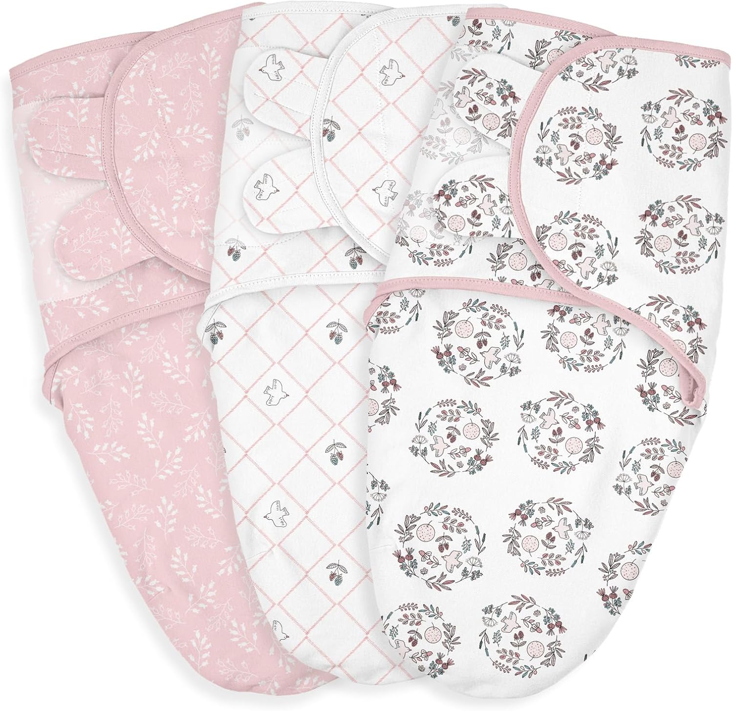 Baby Swaddle Sacks, 3-Pack Newborn Organic Cotton Swaddle Wrap, Adjustable Swaddling Blankets