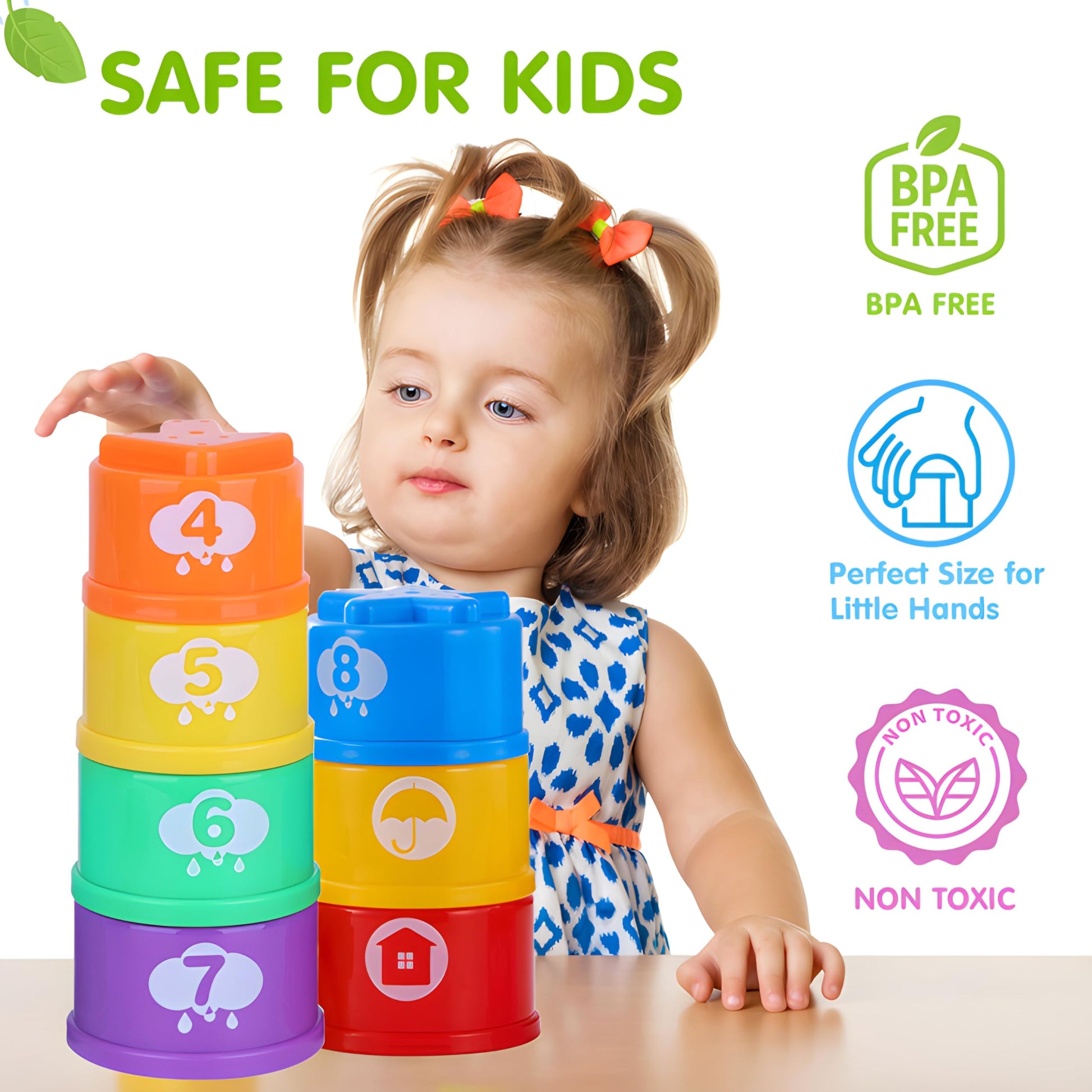 Wanonoo Stacking Cups Baby Toy Set, Nesting Stacking Toys for Toddlers 1-3 Montessori Toys for 1