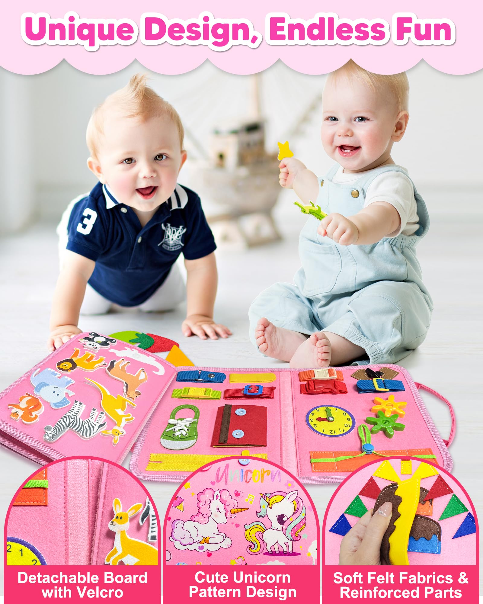 Exorany Busy Board Montessori Toys for Toddler Girl Birthday Gift Busy Book