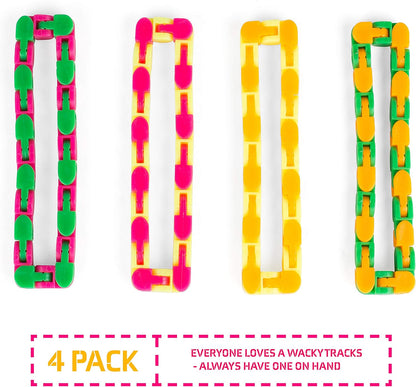 Neliblu Wacky Tracks Snap and Click Fidget Toys for Sensory Kids - ADHD, Autism, Stress Relief Therapy - Keeps Fingers Busy and Minds Focused - Snake Puzzles, Assorted Colors (Pack of 4)