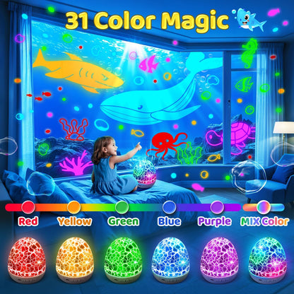 Baby Sound Machine Night Light Projector | 15 Sleeping Sounds & 3D Films | 31Colors & Remote Control | Toddler Night Light for Kids, Baby White Noise Machine, Sound Machine baby, Egg Light for Nursery